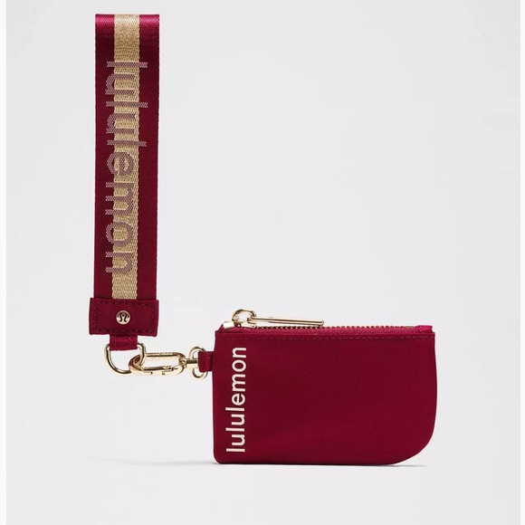 New Lululemon Dual Pouch Wristlet Deep luxe/Gold/Bone - Picture 2 of 4